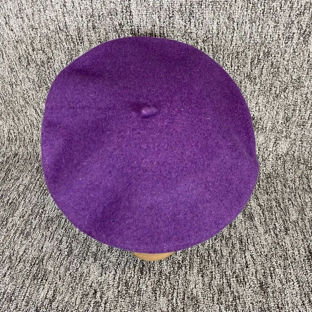 Beret Basque Wool Beret Unisex One Size Purple De Luxe Vintage Artist Hat